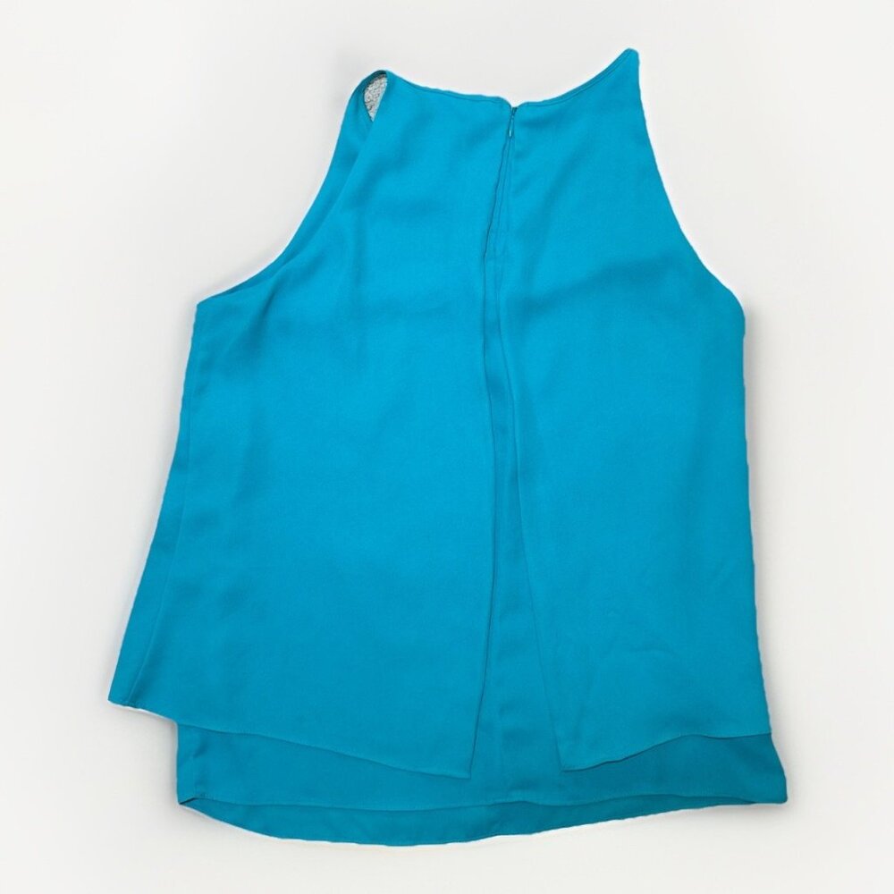 Cynthia Rowley Blouse Top Women’s Size Small Teal Blue Green Tank Sleeve Flowey - Picture 10 of 12